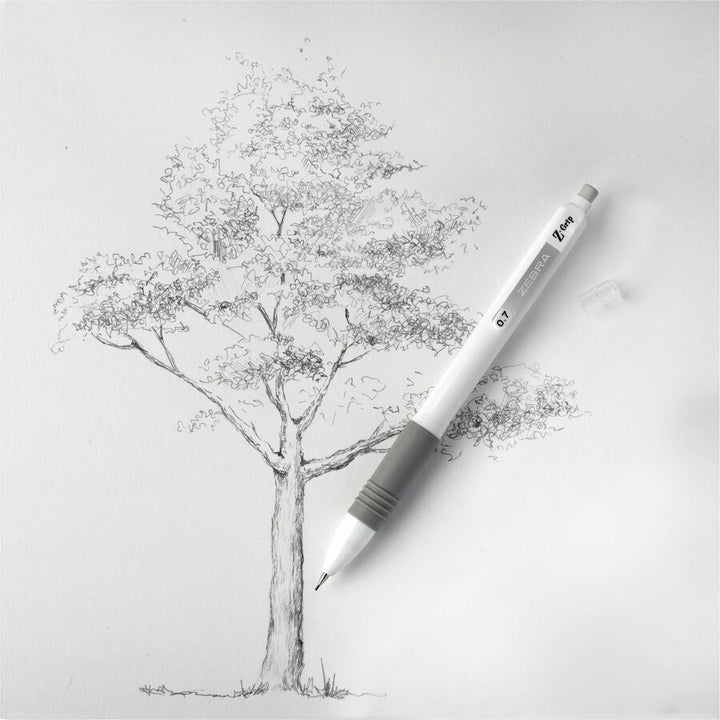 Image of Zebra® Z-Grip Plus Mechanical Pencil, 0.7, (#2), Black Lead, White Barrel, Dozen