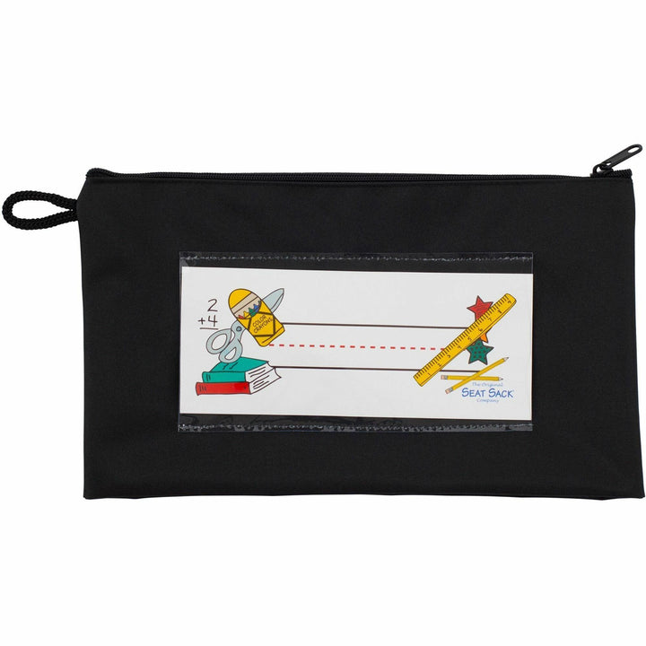 Image of Seat Sack Pouch,f/Pencils,Zipper,9.5"x2"x5.5",Black