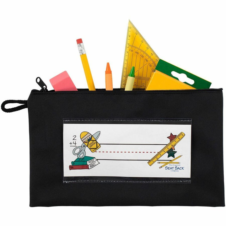 Image of Seat Sack Pouch,f/Pencils,Zipper,9.5"x2"x5.5",Black