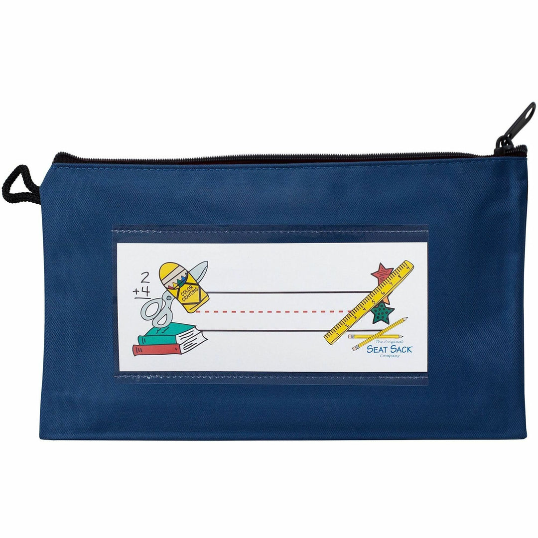 Image of Seat Sack Pouch,f/Pencils,Zipper,9.5"x2"x5.5",Blue
