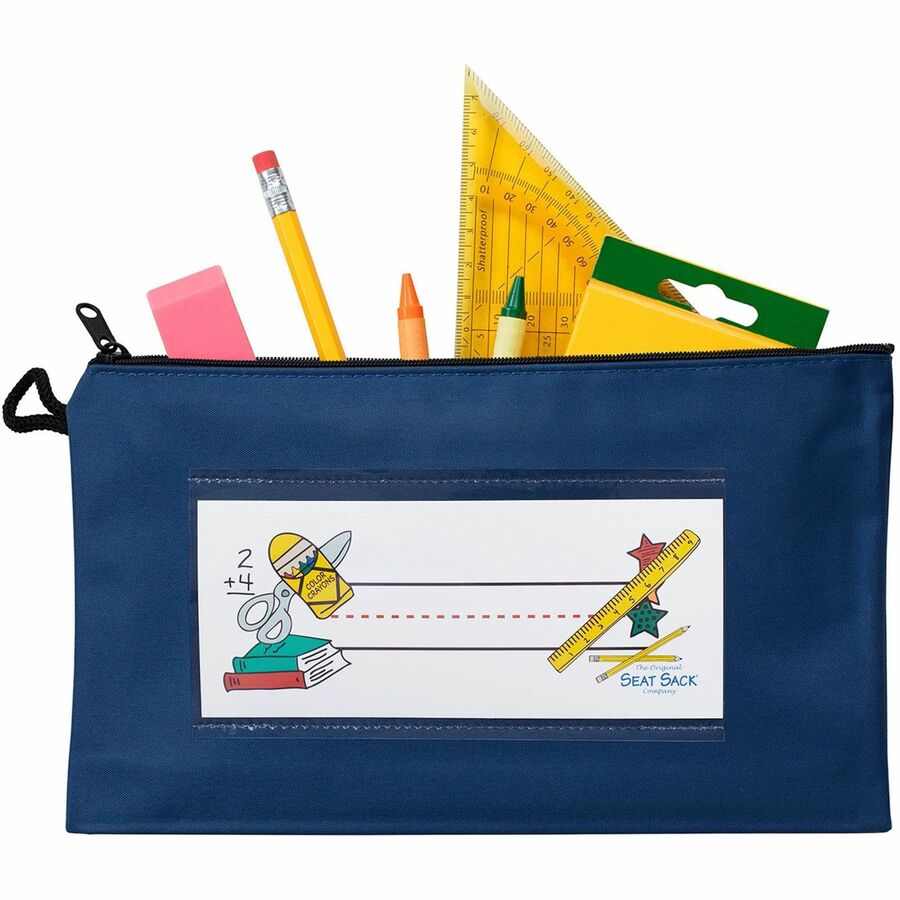 Image of Seat Sack Pouch,f/Pencils,Zipper,9.5"x2"x5.5",Blue