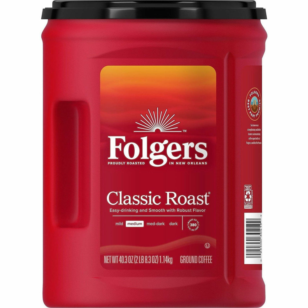 Image of Folgers® 30419 Classic Roast Coffee, Medium, 40.3 oz Per Canister, Ground, Mountain Grown, Classic Roast, Kosher, 1 Each