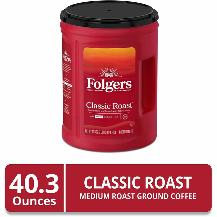 Image of Folgers® 30419 Classic Roast Coffee, Medium, 40.3 oz Per Canister, Ground, Mountain Grown, Classic Roast, Kosher, 1 Each