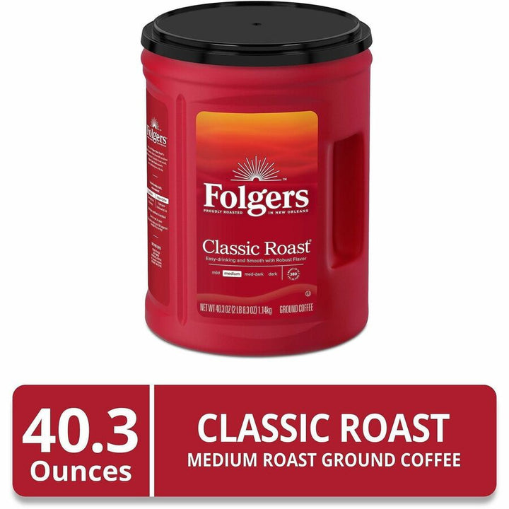 Image of Folgers® 30419 Classic Roast Coffee, Medium, 40.3 oz Per Canister, Ground, Mountain Grown, Classic Roast, Kosher, 1 Each