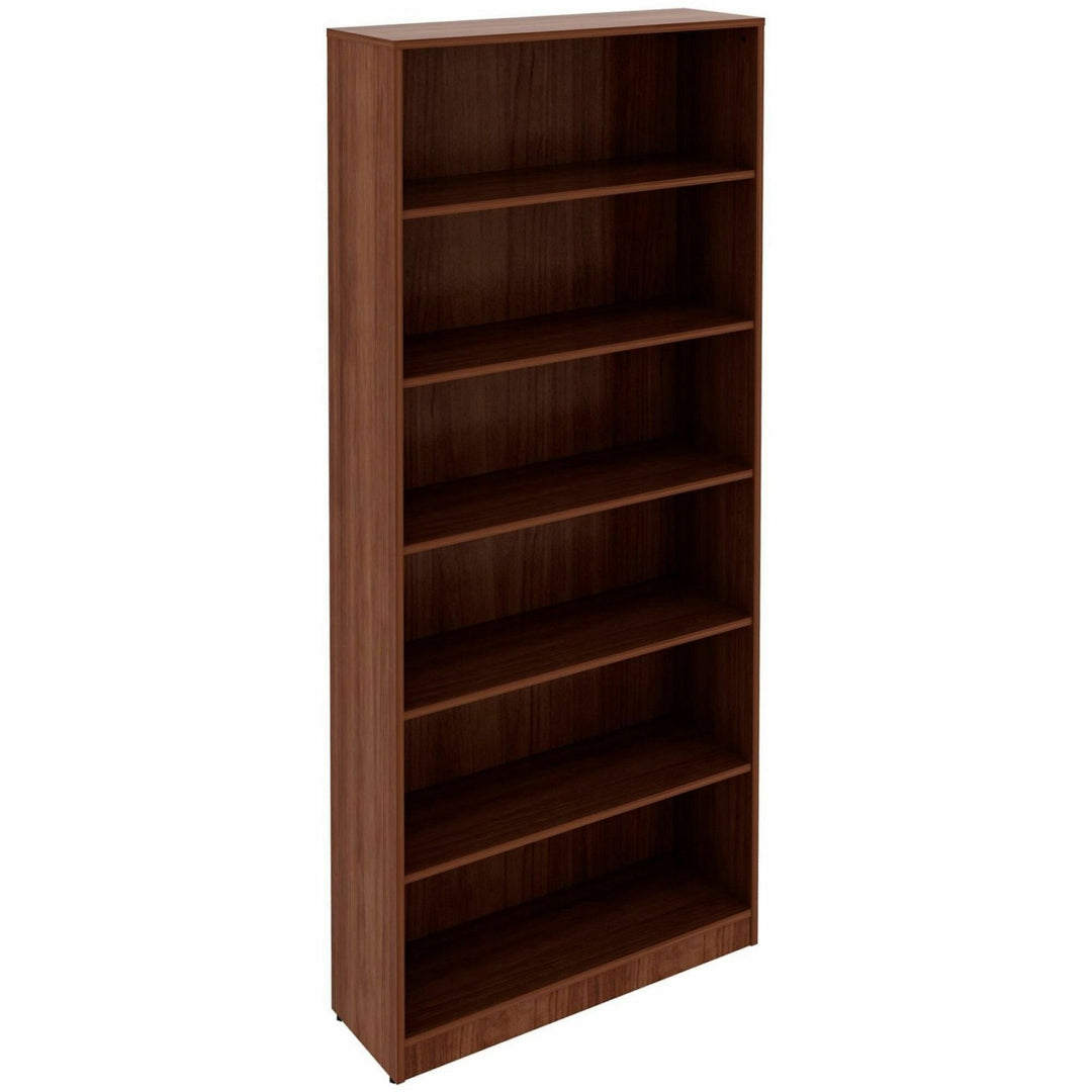 Image of Lorell Bookcase, 6-Shelf, 5 Adj Shelves, 36"x12"x84", Walnut