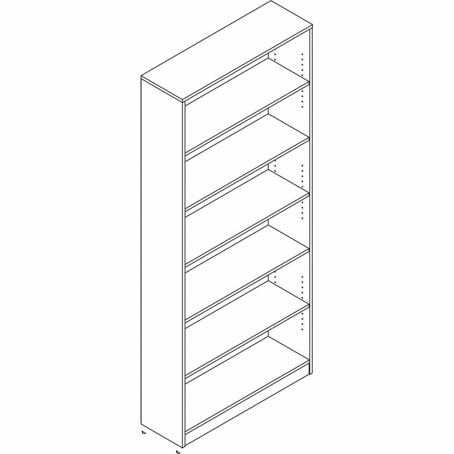 Image of Lorell Bookcase, 6-Shelf, 5 Adj Shelves, 36"x12"x84", Walnut