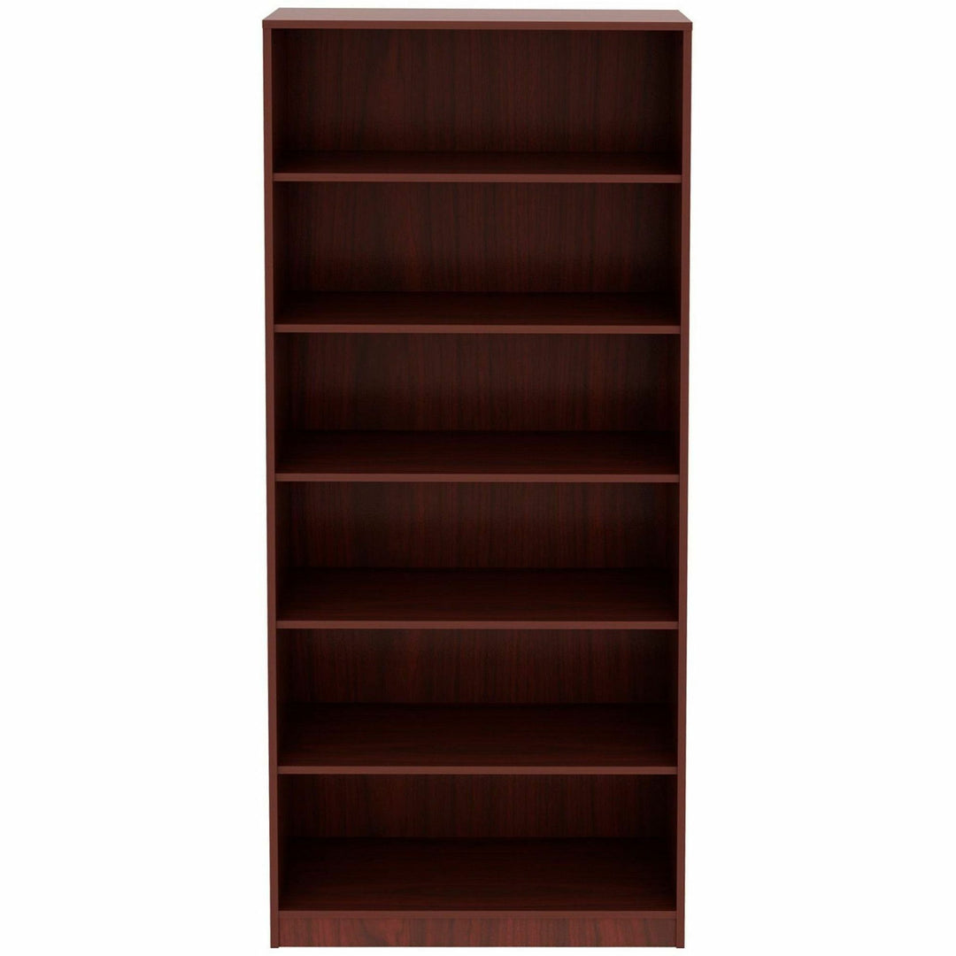 Image of Lorell Bookcase, 6-Shelf, 5 Adj Shelves, 36"x12"x84", Mahogany