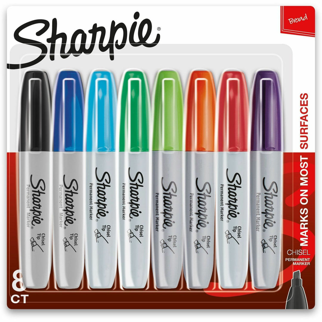 Image of Sharpie 38250PPA Chisel Tip Permanent Markers, Assorted Ink, Alcohol Based, 8 / Pack