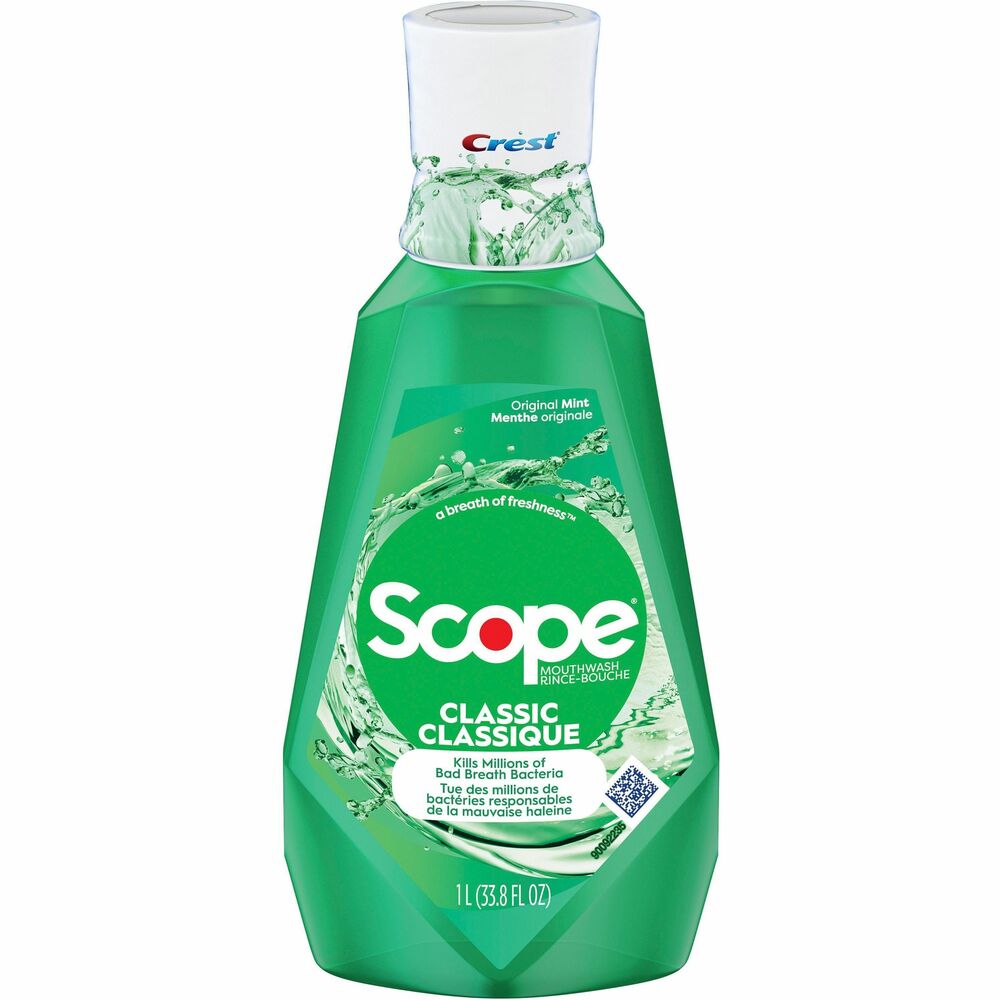 Image of Proctor & Gamble Mouthwash, Classic, Mint, 1 Liter, 6/CT, Green