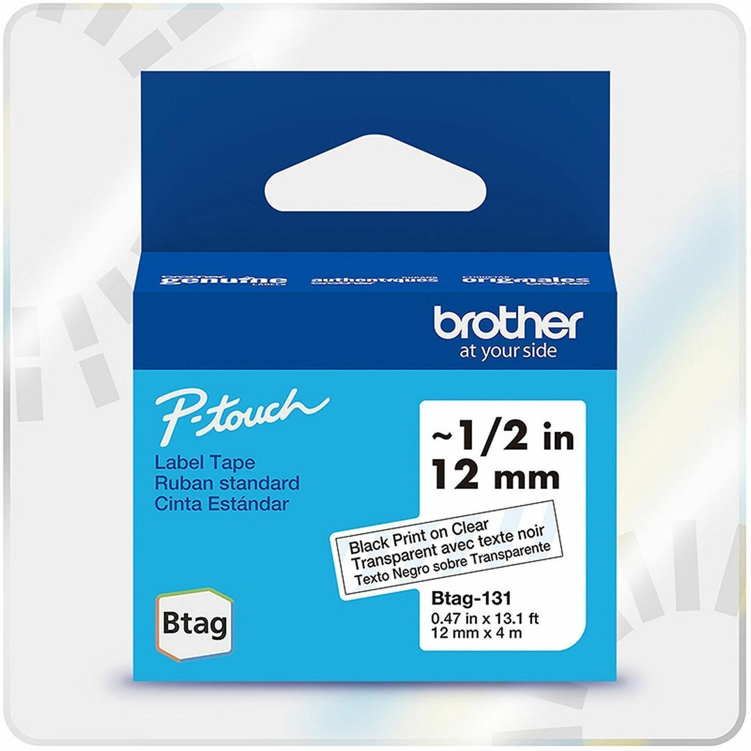 Image of P-touch BTAG131 BTAG-131 Black on Clear Label Tape
