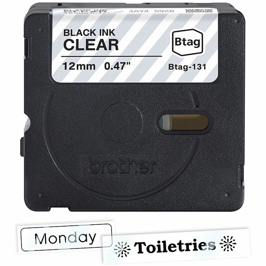 Image of P-touch BTAG131 BTAG-131 Black on Clear Label Tape