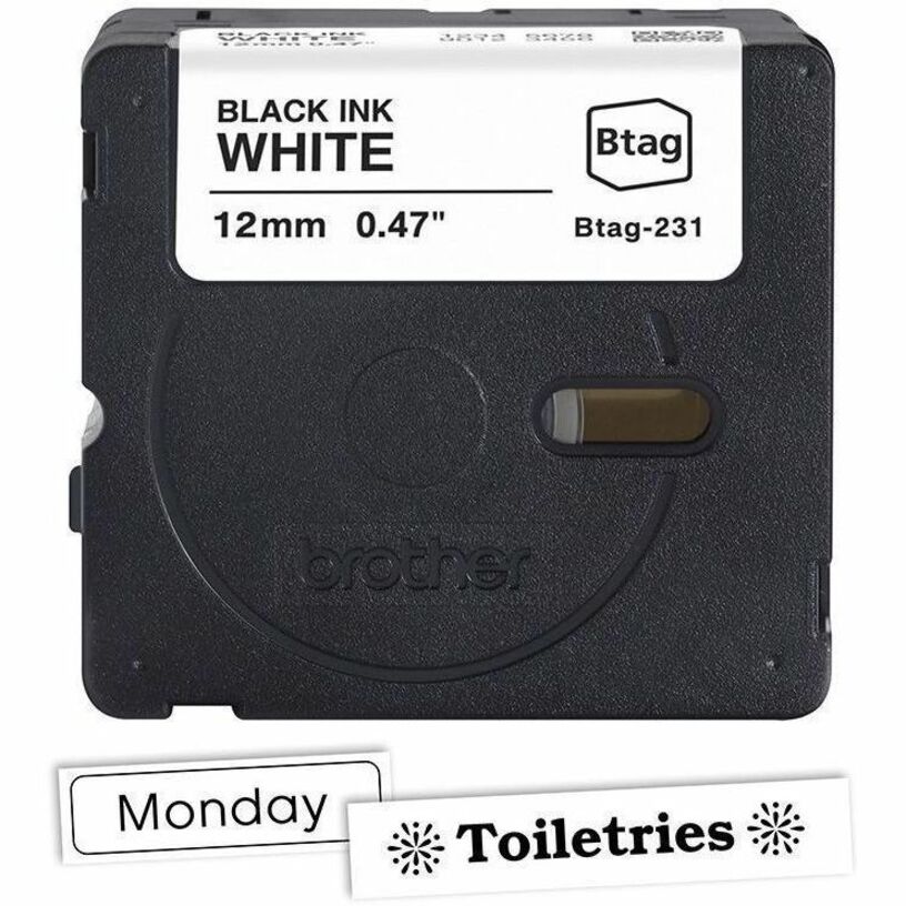 Image of P-touch BTAG231 BTAG-231 Black on White Label Tape