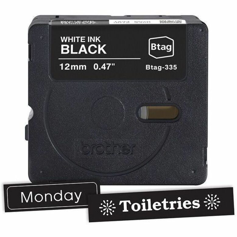 Image of P-touch BTAG335 BTAG-335 White on Black Label Tape