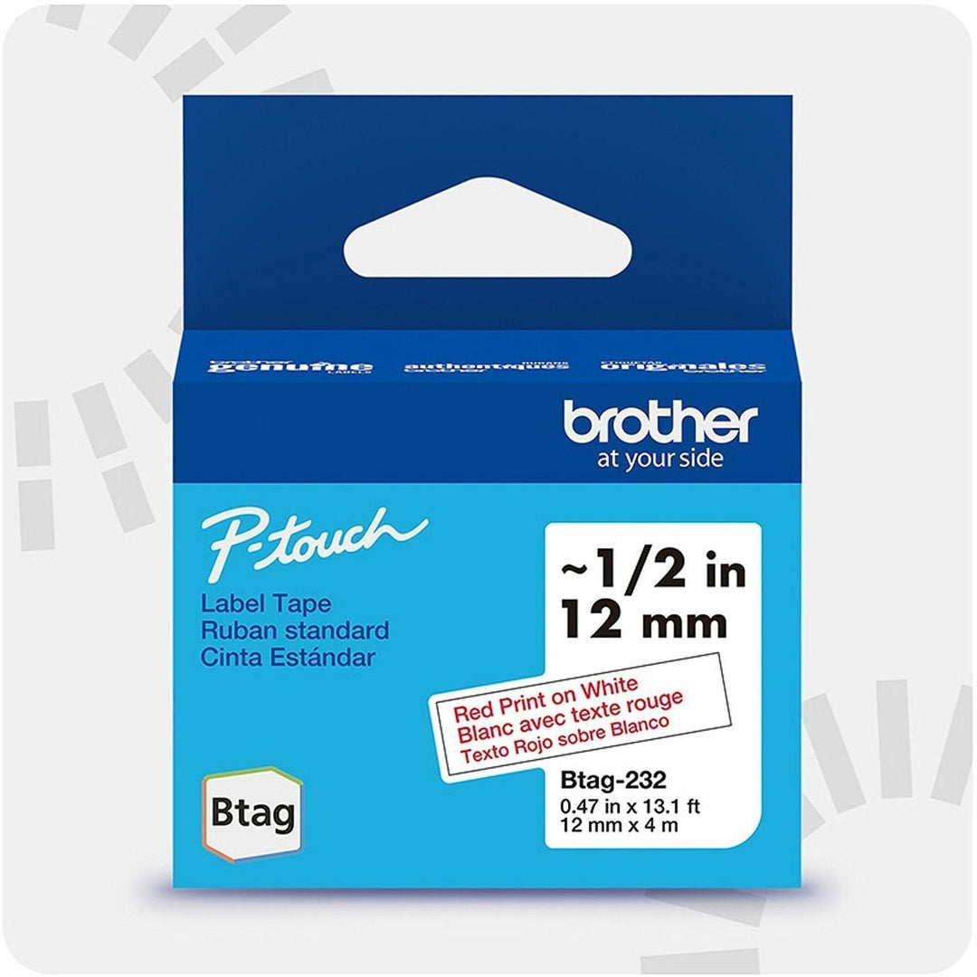 Image of P-touch BTAG232 BTAG-232 Red on White Label Tape