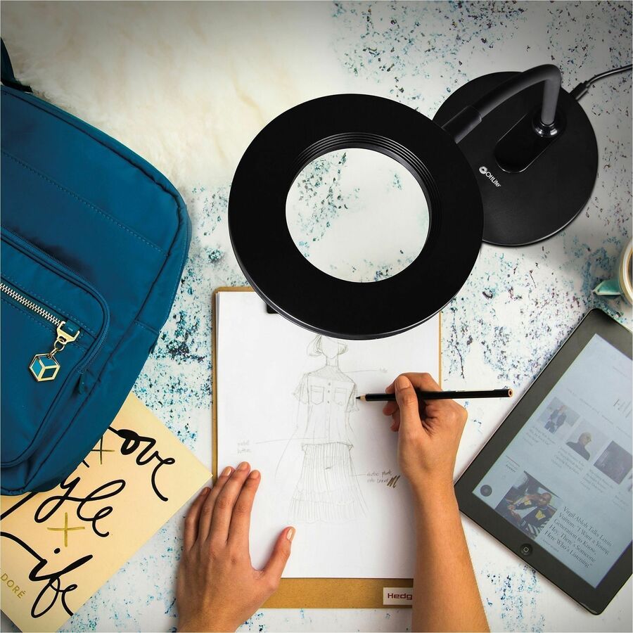Image of OttLite Wellness CS309G5W Vibe Rechargeable LED Ring Desk Lamp