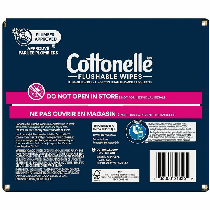 Image of Cottonelle 51826 FreshCare Flush Wipes, CleaningRipples Texture, White, Fiber, 8 / Box