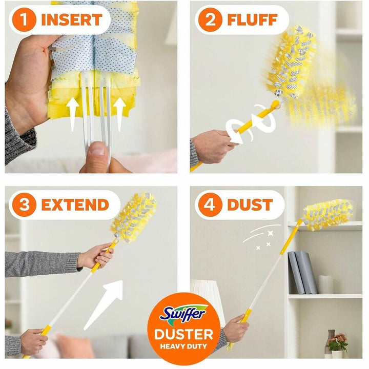 Image of Swiffer Dusters 89114 Unscented Duster Kit, Fiber Bristle, 36" Handle Length, Yellow, 4 / Carton
