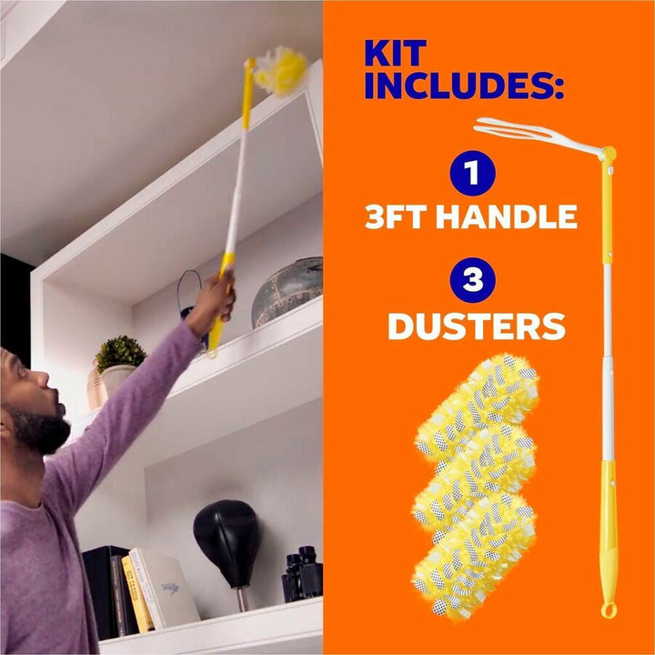 Image of Swiffer Dusters 89114 Unscented Duster Kit, Fiber Bristle, 36" Handle Length, Yellow, 4 / Carton