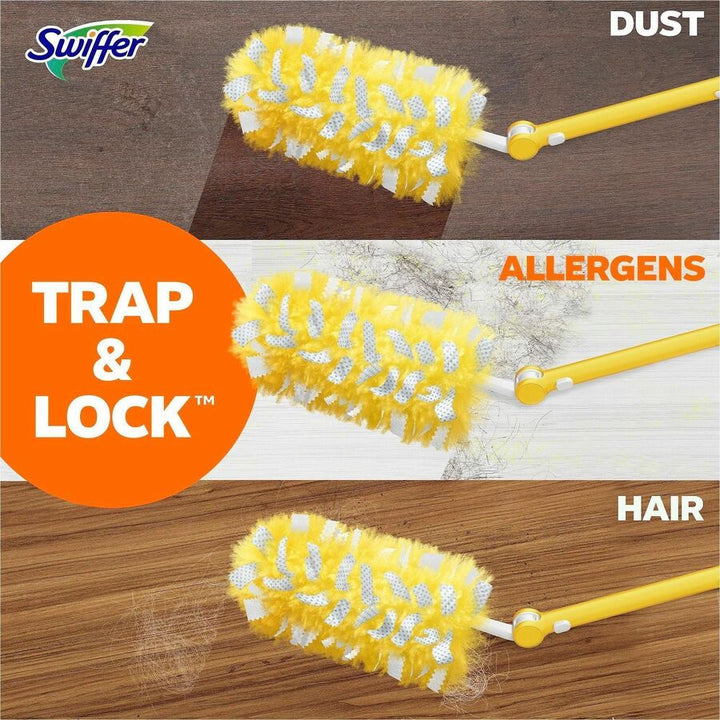 Image of Swiffer Dusters 89114 Unscented Duster Kit, Fiber Bristle, 36" Handle Length, Yellow, 4 / Carton