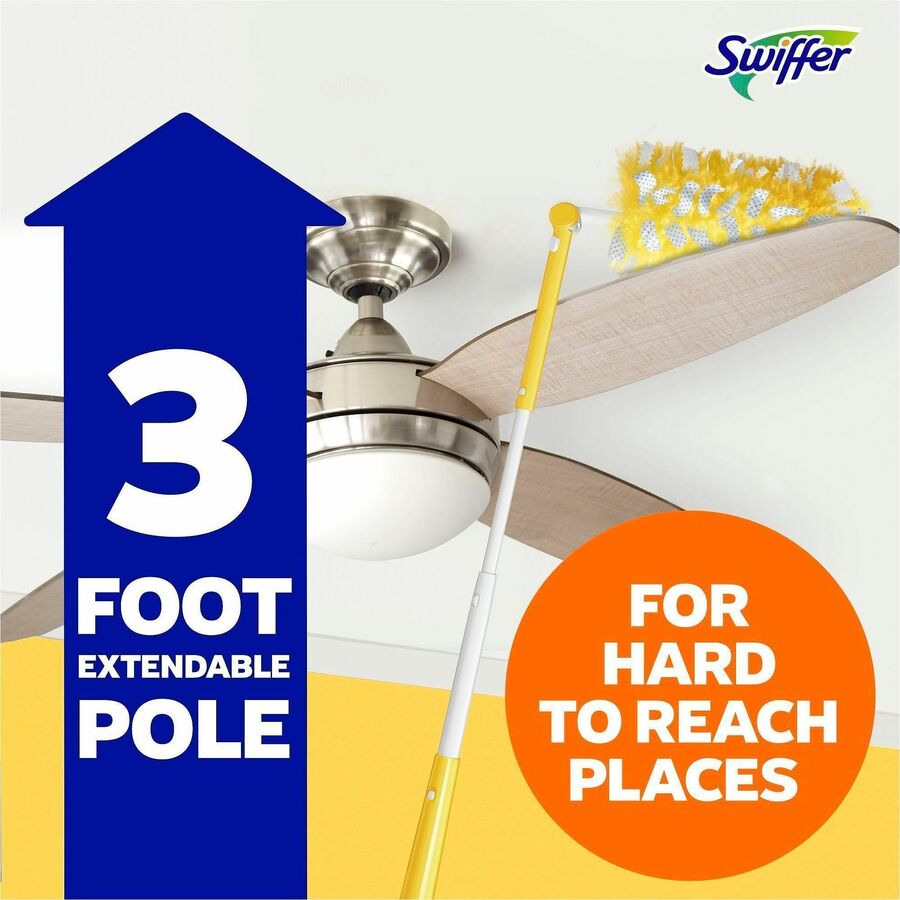 Image of Swiffer Dusters 89114 Unscented Duster Kit, Fiber Bristle, 36" Handle Length, Yellow, 4 / Carton