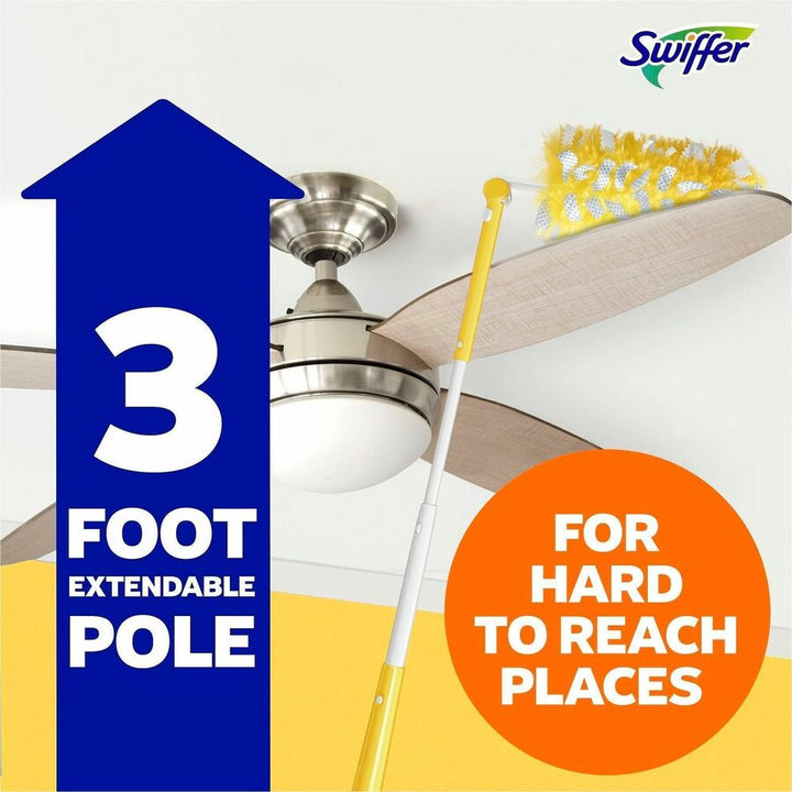 Image of Swiffer Dusters 89114 Unscented Duster Kit, Fiber Bristle, 36" Handle Length, Yellow, 4 / Carton