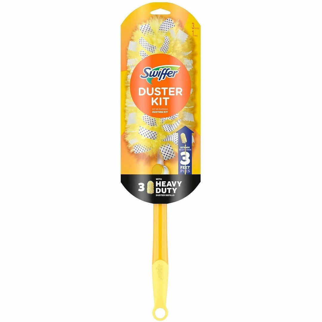 Image of Swiffer Dusters 89114 Unscented Duster Kit, Fiber Bristle, 36" Handle Length, Yellow, 4 / Carton