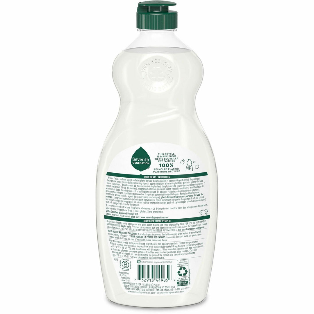 Image of Seventh Generation® Dish Soap, Liquid, Lemongrass, Nontoxic, 19oz, 6/CT