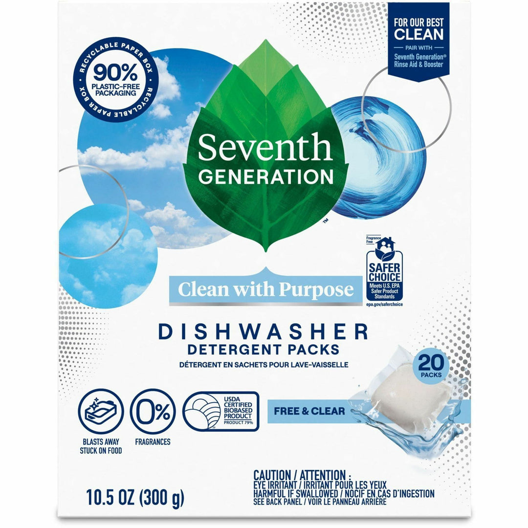 Image of Seventh Generation® Dishwasher Packs, Natural, Free&Clear, 20/PK