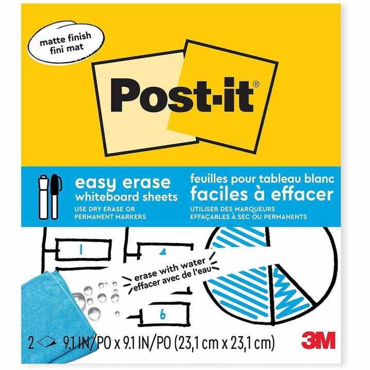 Image of 3M Whiteboard Surface,Sheets,9-1/10"x9-1/10",2/PK,WE
