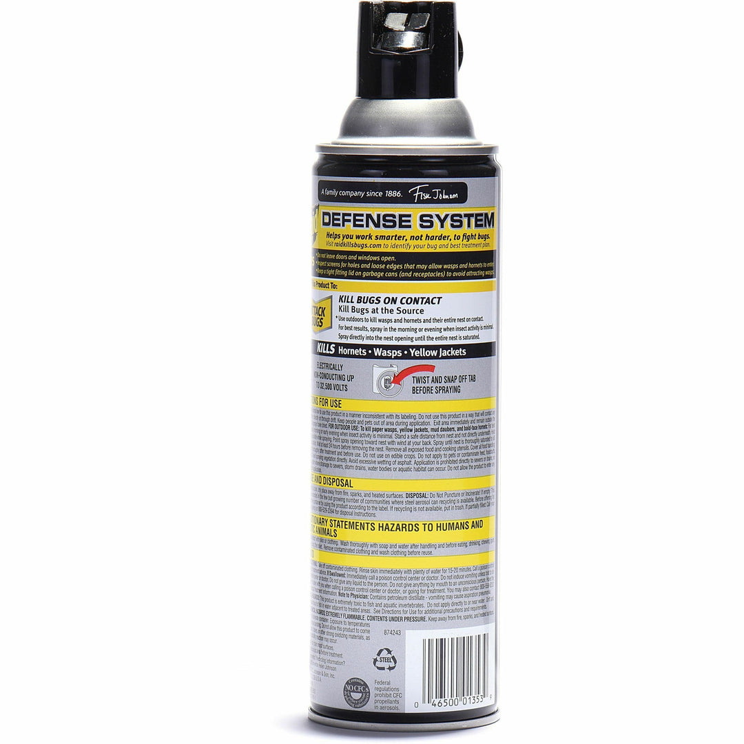 Image of Raid 377651 Wasp and Hornet Killer 33, Spray, Kills Wasp, Hornet, Mud Dauber, Yellow Jacket, 14 fl oz, White, 1 Each