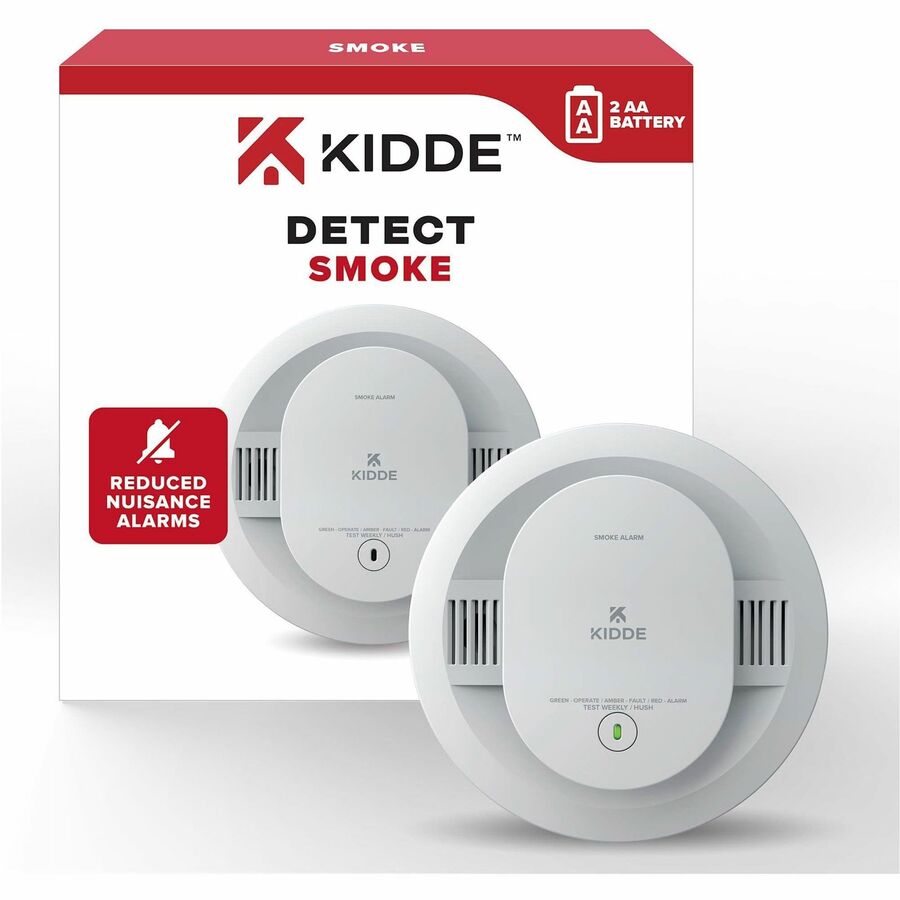 Image of Kidde Smoke Alarm, Battery-Powered,5"Dia x 2", White