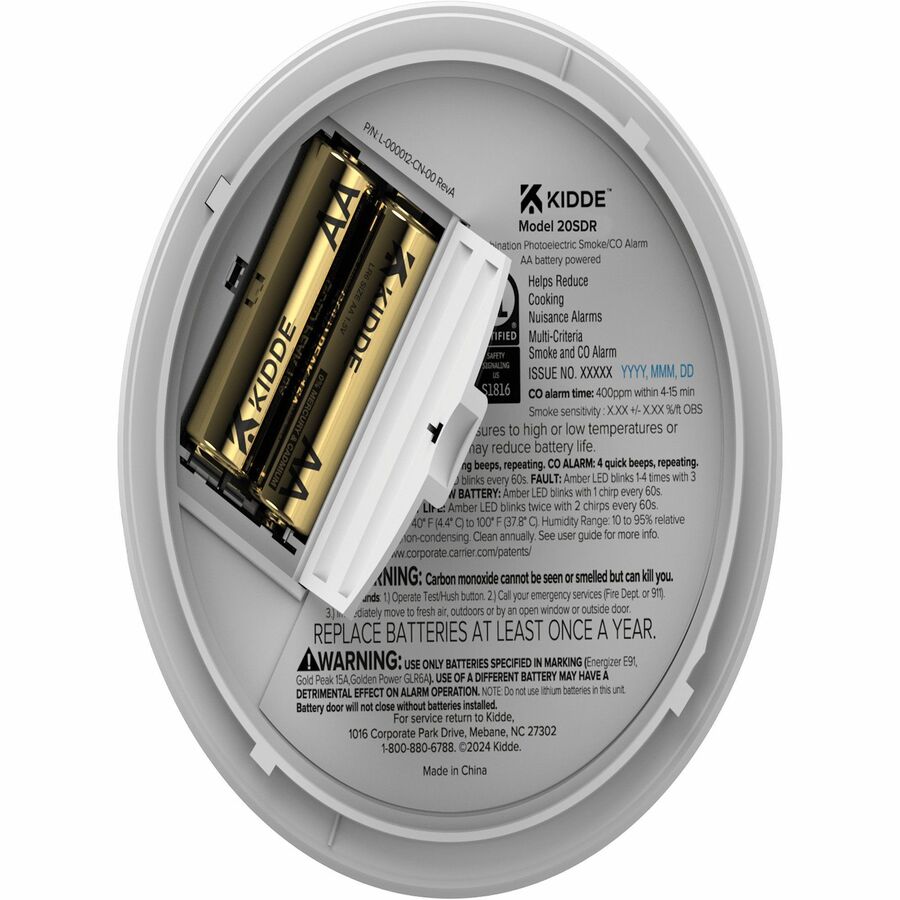 Image of Kidde Smoke Alarm, Battery-Powered,5"Dia x 2", White