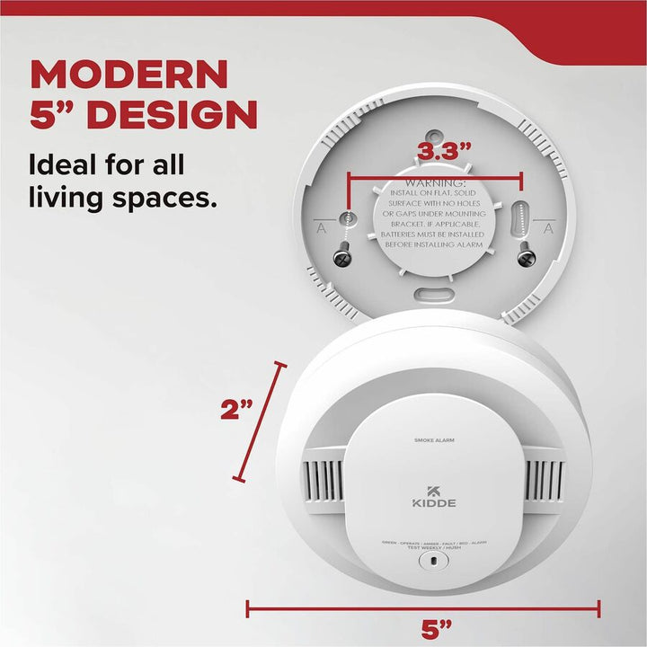 Image of Kidde Smoke Alarm, Battery-Powered,5"Dia x 2", White