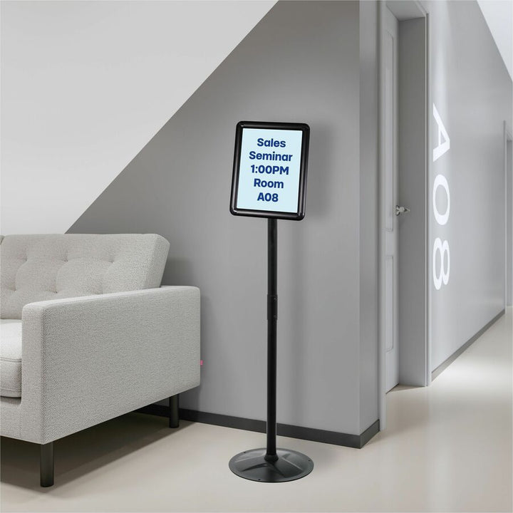 Image of Kantek Sign Holders,Floor Stand,2 Holders,1-1/2"Dia x 51"H,Steel,BK