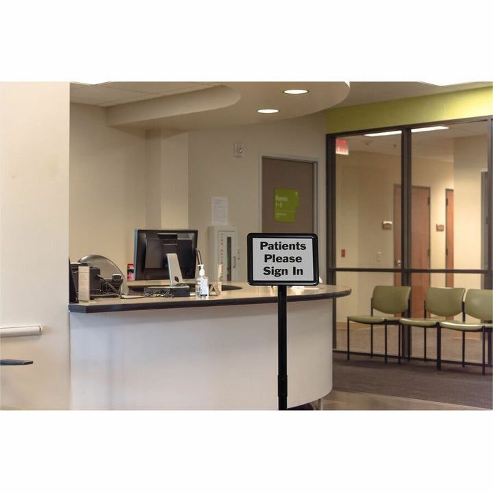 Image of Kantek Sign Holders,Floor Stand,2 Holders,1-1/2"Dia x 51"H,Steel,BK