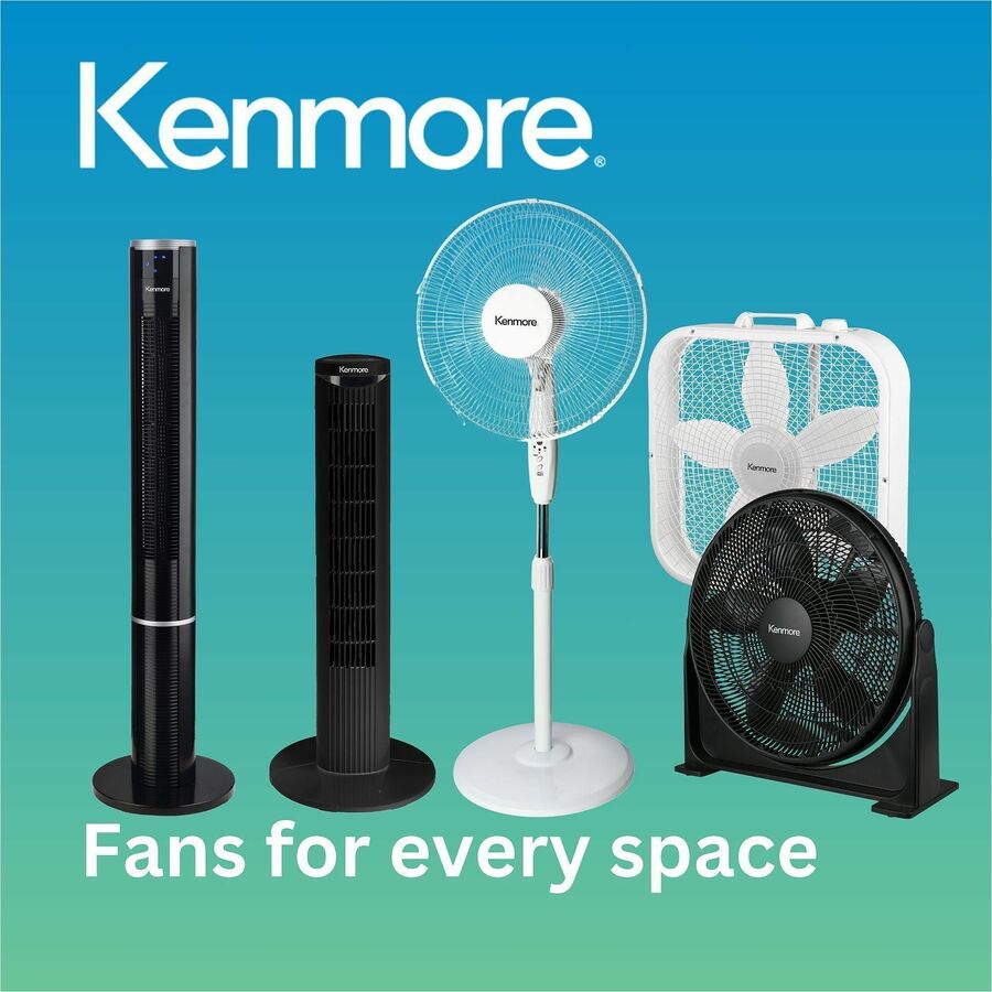 Image of Kenmore KM60007WH 12" Desk Fan, 3 Speed, Oscillating, Air Circulation, White, 1 Each