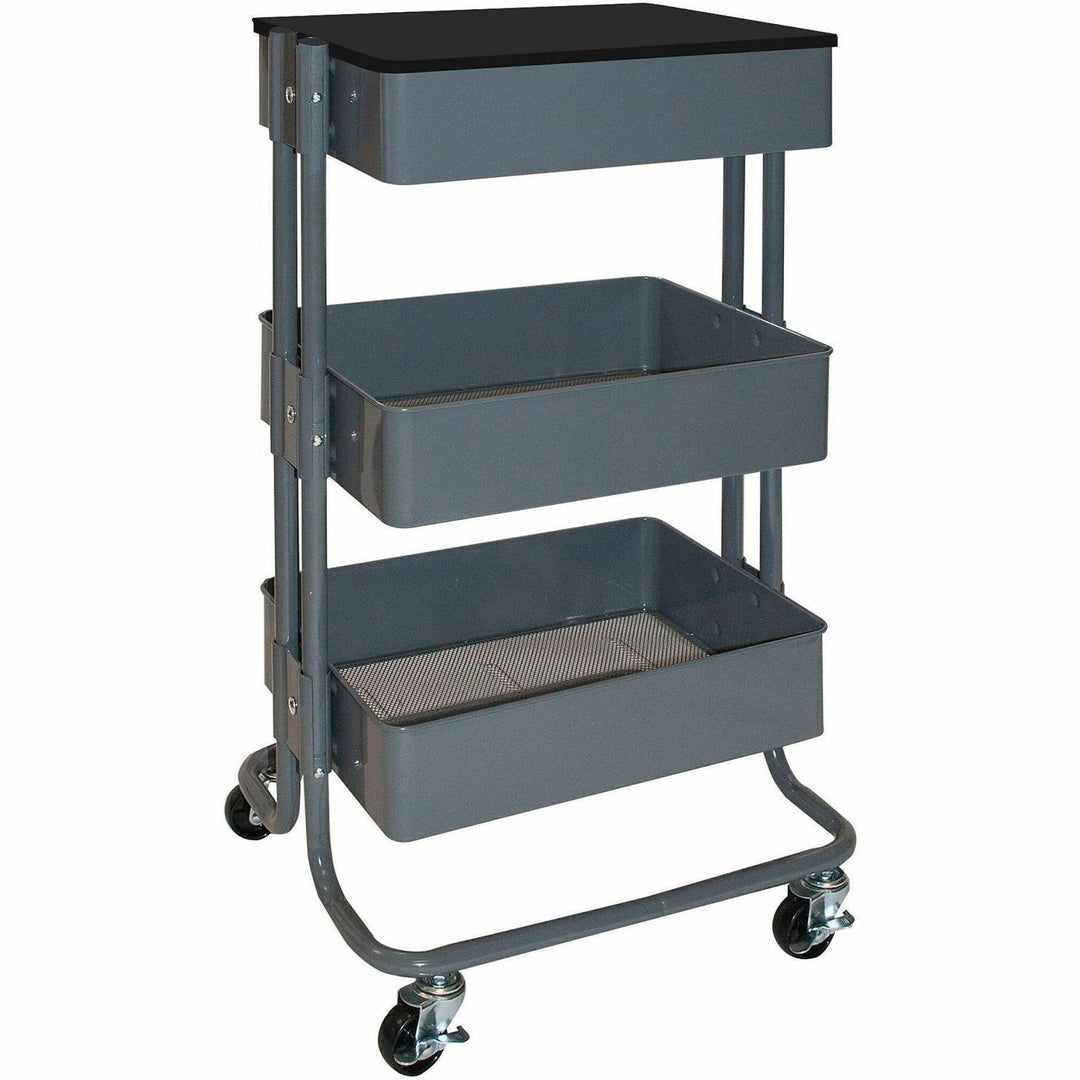 Image of Vertiflex® Adjustable Multi-Use Storage Cart And Stand-Up Workstation, 15.25" X 11" X 18.5" To 39", Gray