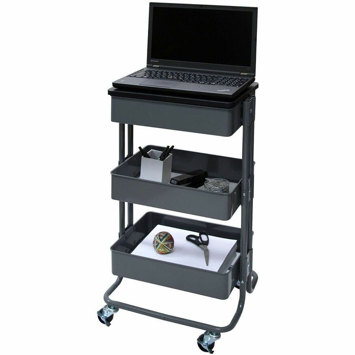Image of Vertiflex® Adjustable Multi-Use Storage Cart And Stand-Up Workstation, 15.25" X 11" X 18.5" To 39", Gray