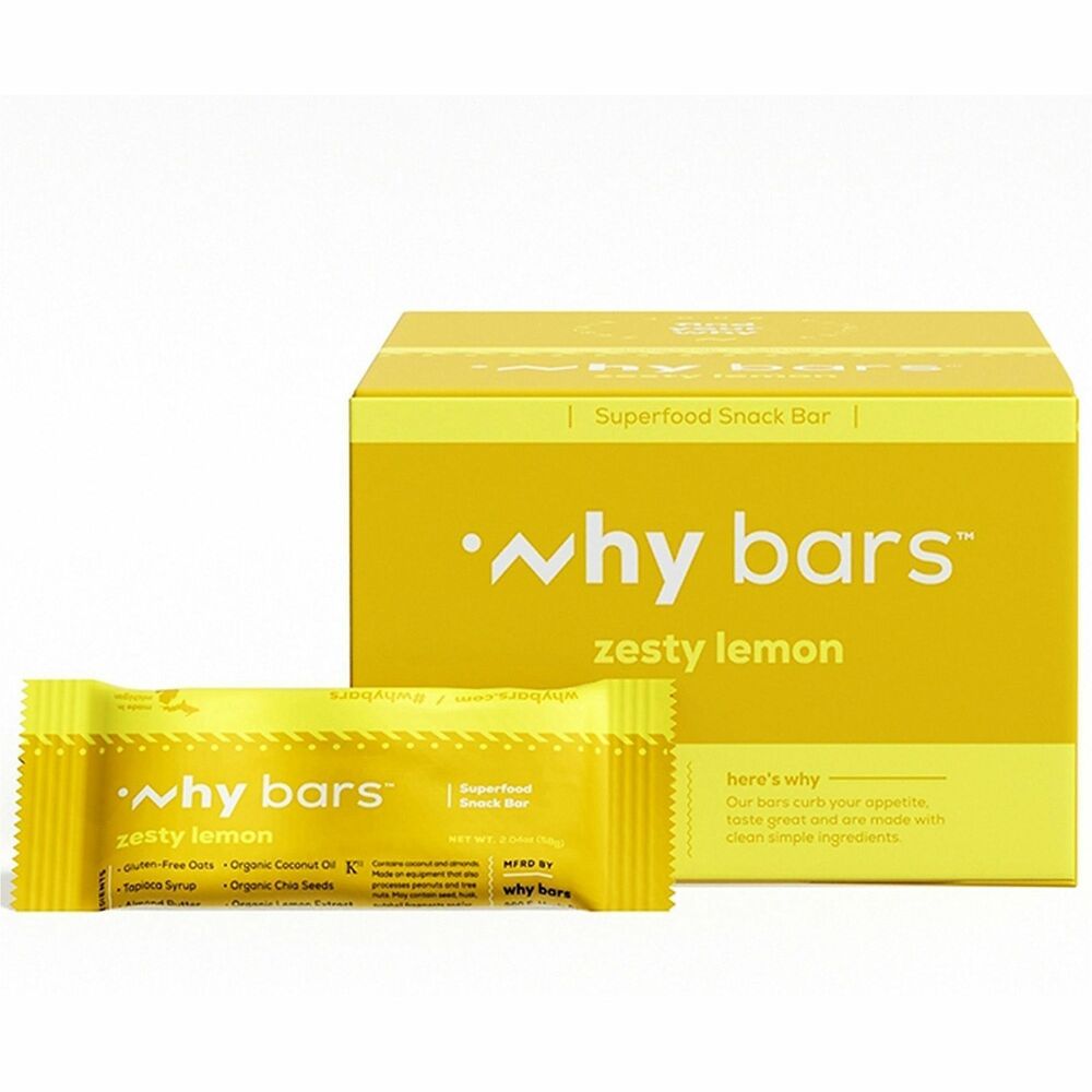 Image of Why Bars Protein Bar,Gluten-Free,Vegan,Zesty Lemon,2.04oz,12/PK