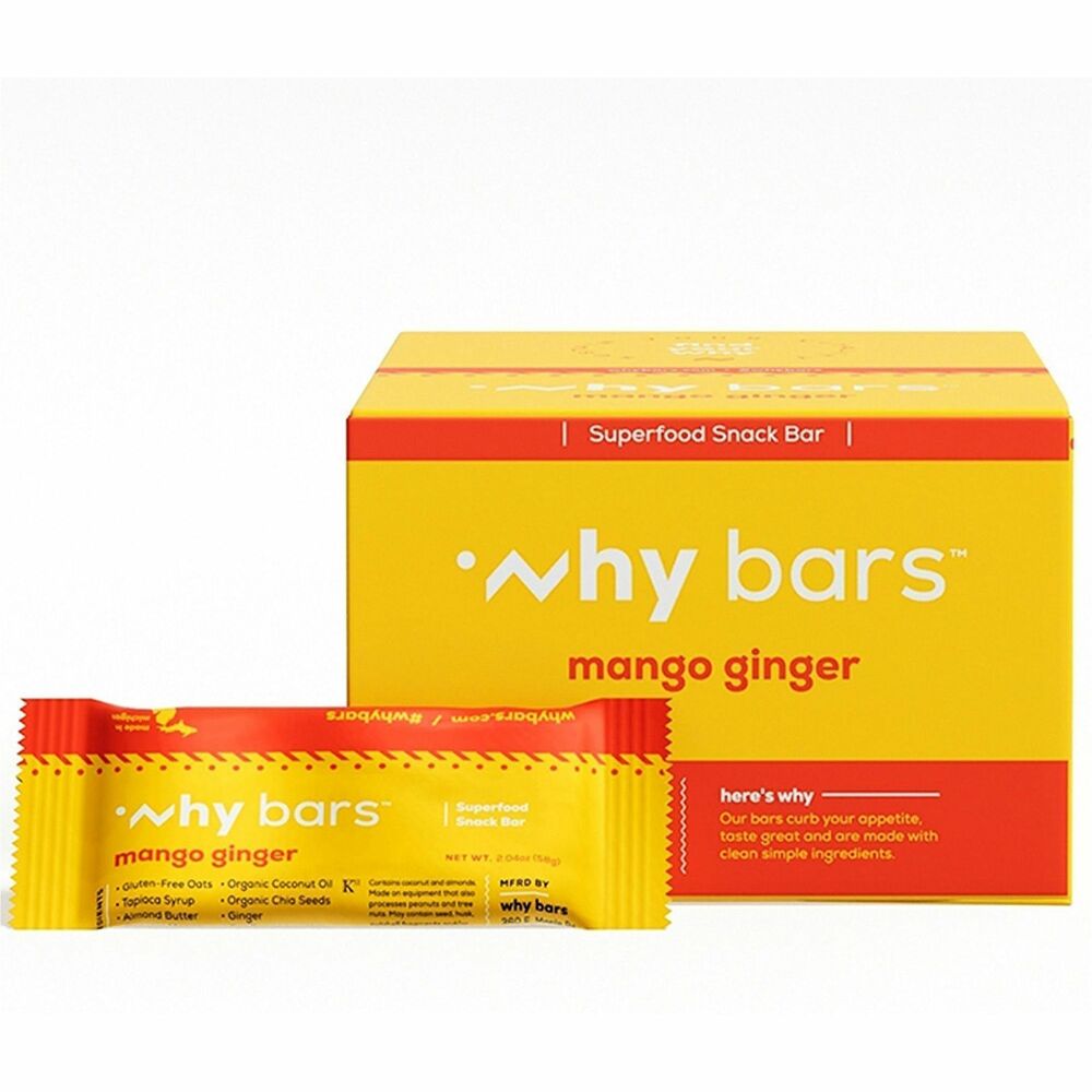 Image of Why Bars Protein Bar,Gluten-Free,Vegan,Mango Ginger,2.04oz,12/PK
