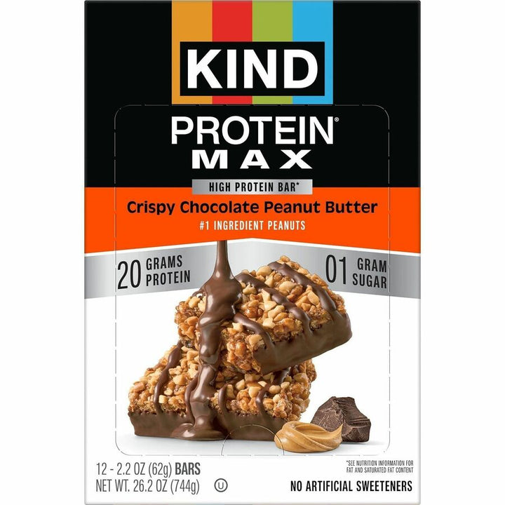 Image of KIND 43470 Protein MAX Snack Bars, High-fiber, Gluten-free, Individually Wrapped, Chocolate, Peanut Butter, 1, 12 / Box