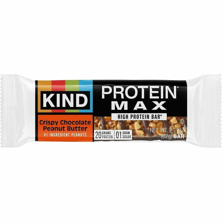 Image of KIND 43470 Protein MAX Snack Bars, High-fiber, Gluten-free, Individually Wrapped, Chocolate, Peanut Butter, 1, 12 / Box