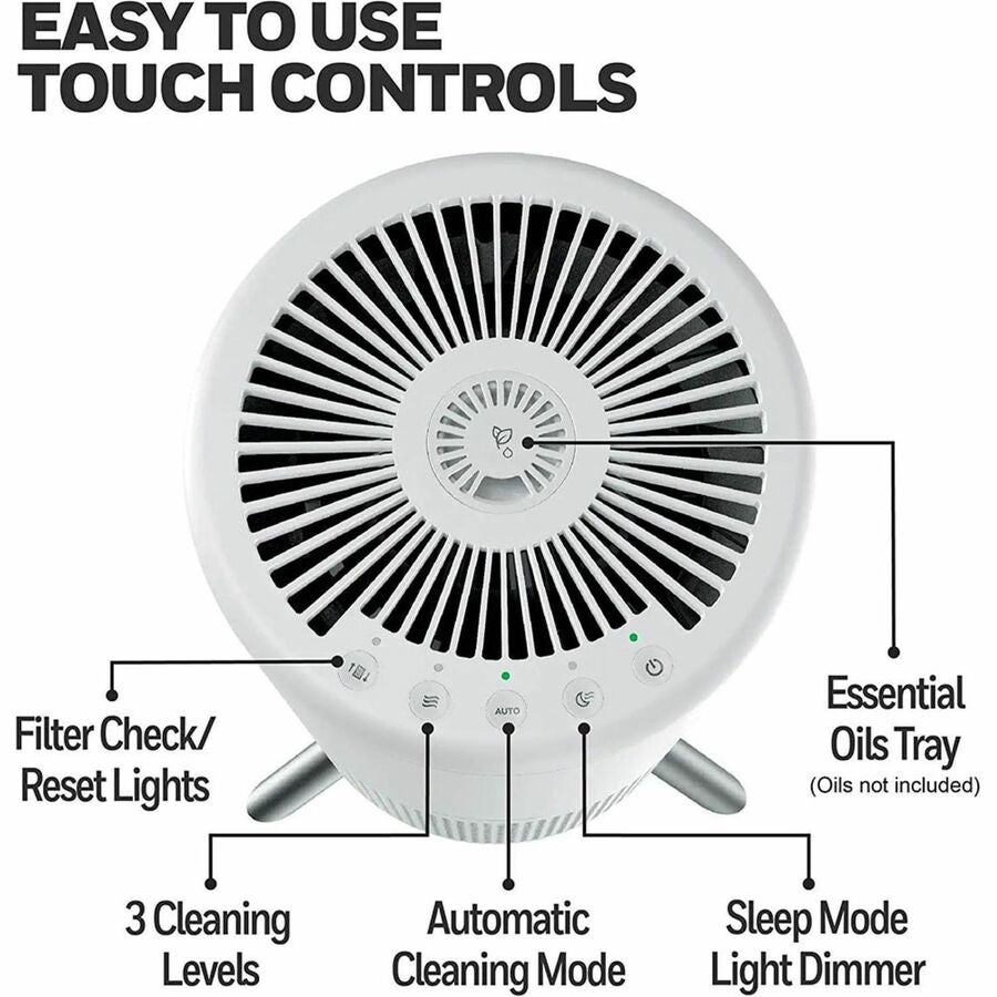 Image of Honeywell Air Purifier,HEPA,Auto Cleaning,12.52"x12.72"x24.09",WE