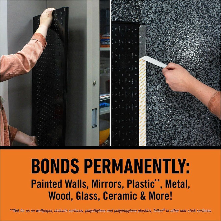 Image of Gorilla® Max Strength Mounting Tape, Permanent, Holds Up to 45 lb (3 lbs per 4 in), 1 x 60, Black