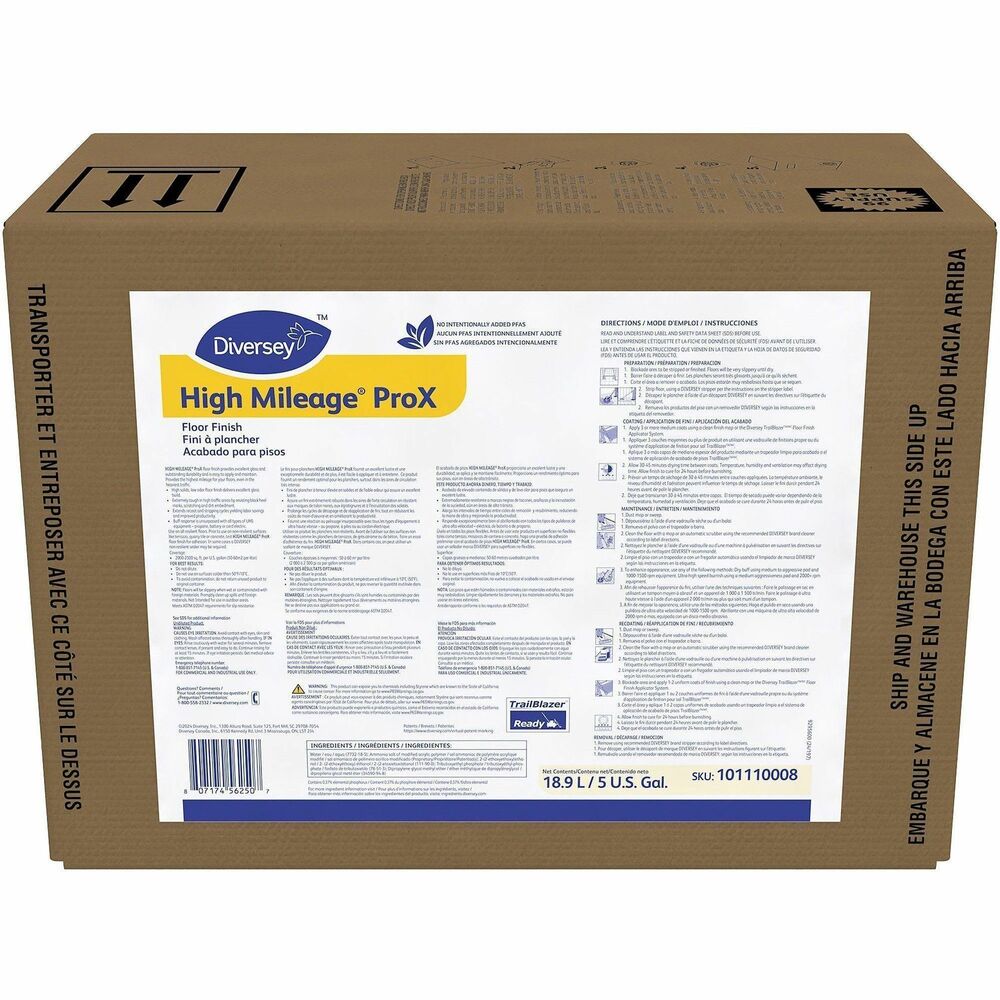 Image of Diversey Floor Finish,High Mileage,RTU,Envirobox,5 Gallon,White