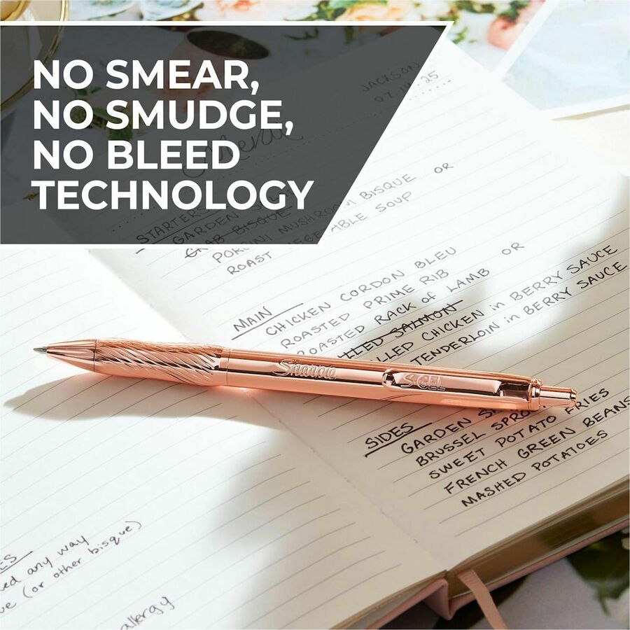 Image of Sharpie 2214552 S-Gel Pens, 0.7 mm Medium Pen Point, Refillable, Retractable, Black Ink, Copper Plated Brass Metal Alloy Barrel, 1 Pack