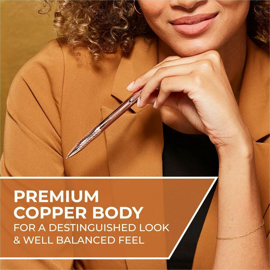 Image of Sharpie 2214552 S-Gel Pens, 0.7 mm Medium Pen Point, Refillable, Retractable, Black Ink, Copper Plated Brass Metal Alloy Barrel, 1 Pack
