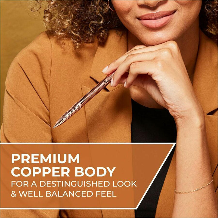 Image of Sharpie 2214552 S-Gel Pens, 0.7 mm Medium Pen Point, Refillable, Retractable, Black Ink, Copper Plated Brass Metal Alloy Barrel, 1 Pack