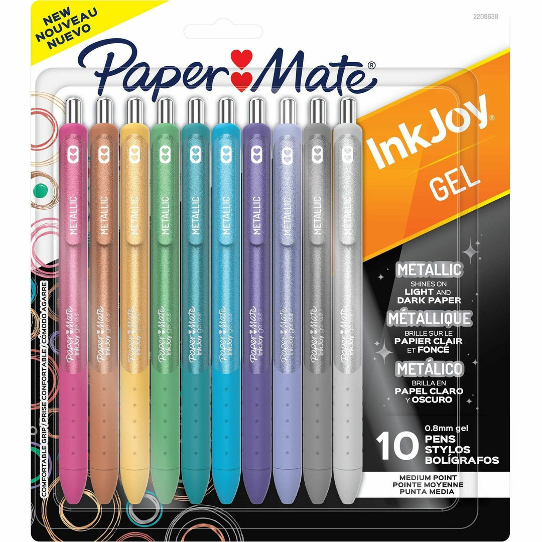 Image of Paper Mate 2208638 InkJoy Gel Pens, 0.8 mm Medium Pen Point, Assorted Ink, Gel-based, Assorted Barrel, 10 / Pack