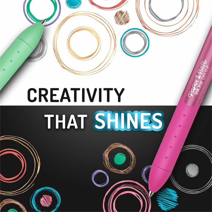 Image of Paper Mate 2208638 InkJoy Gel Pens, 0.8 mm Medium Pen Point, Assorted Ink, Gel-based, Assorted Barrel, 10 / Pack